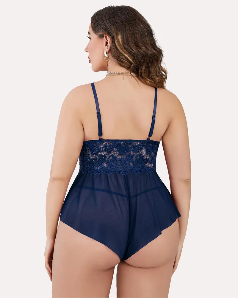 Plus Size Bodysuit Lace Teddy One Piece