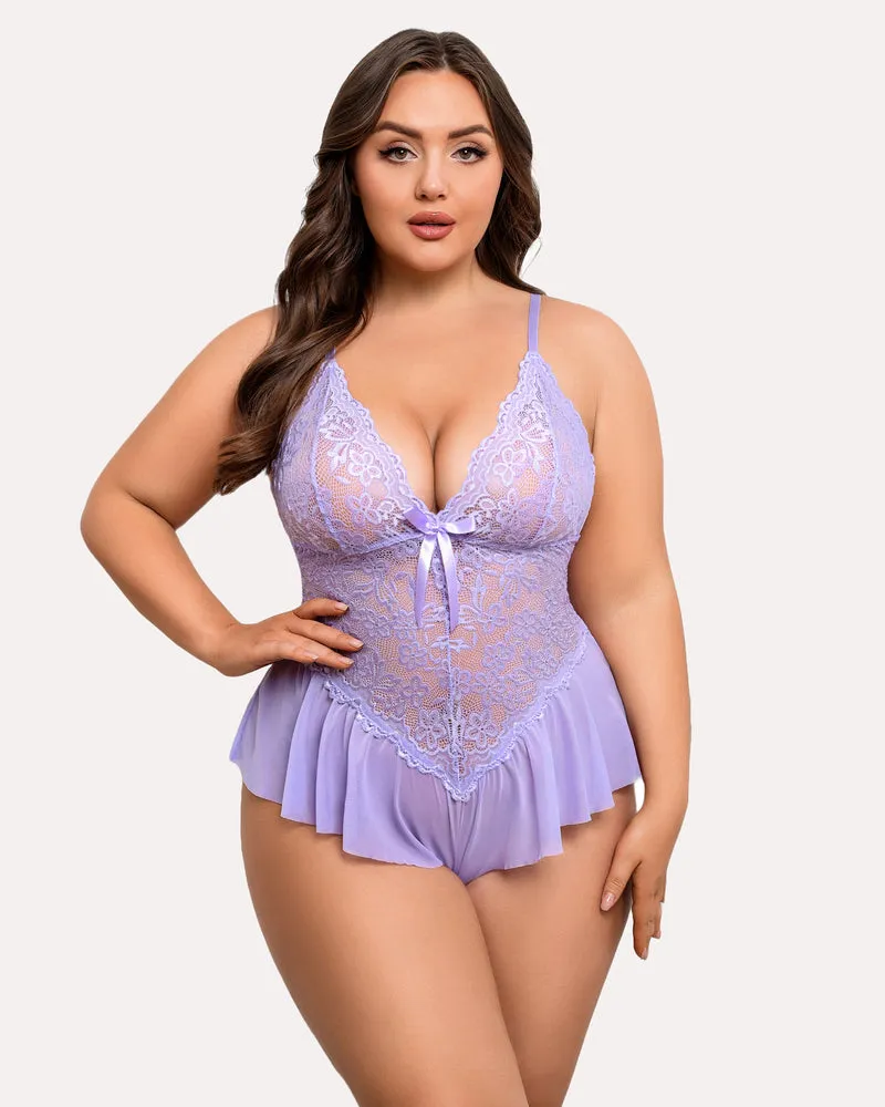 Plus Size Bodysuit Lace Teddy One Piece