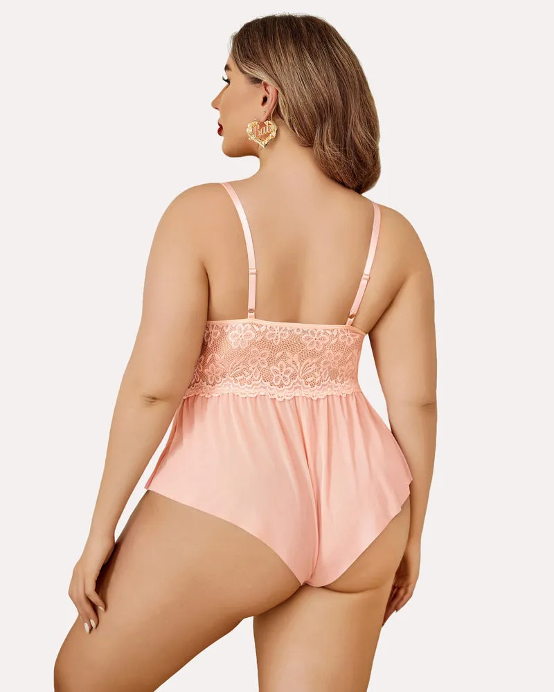 Plus Size Bodysuit Lace Teddy One Piece