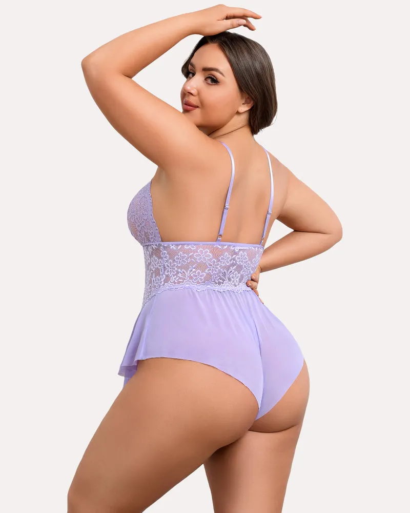 Plus Size Bodysuit Lace Teddy One Piece