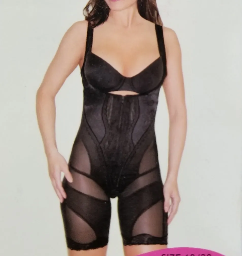 Plus-Size Mesh Full Body Shaper - Black