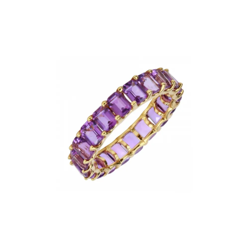 PURPLE AMETHYST EMERALD CUT ETERNITY BAND