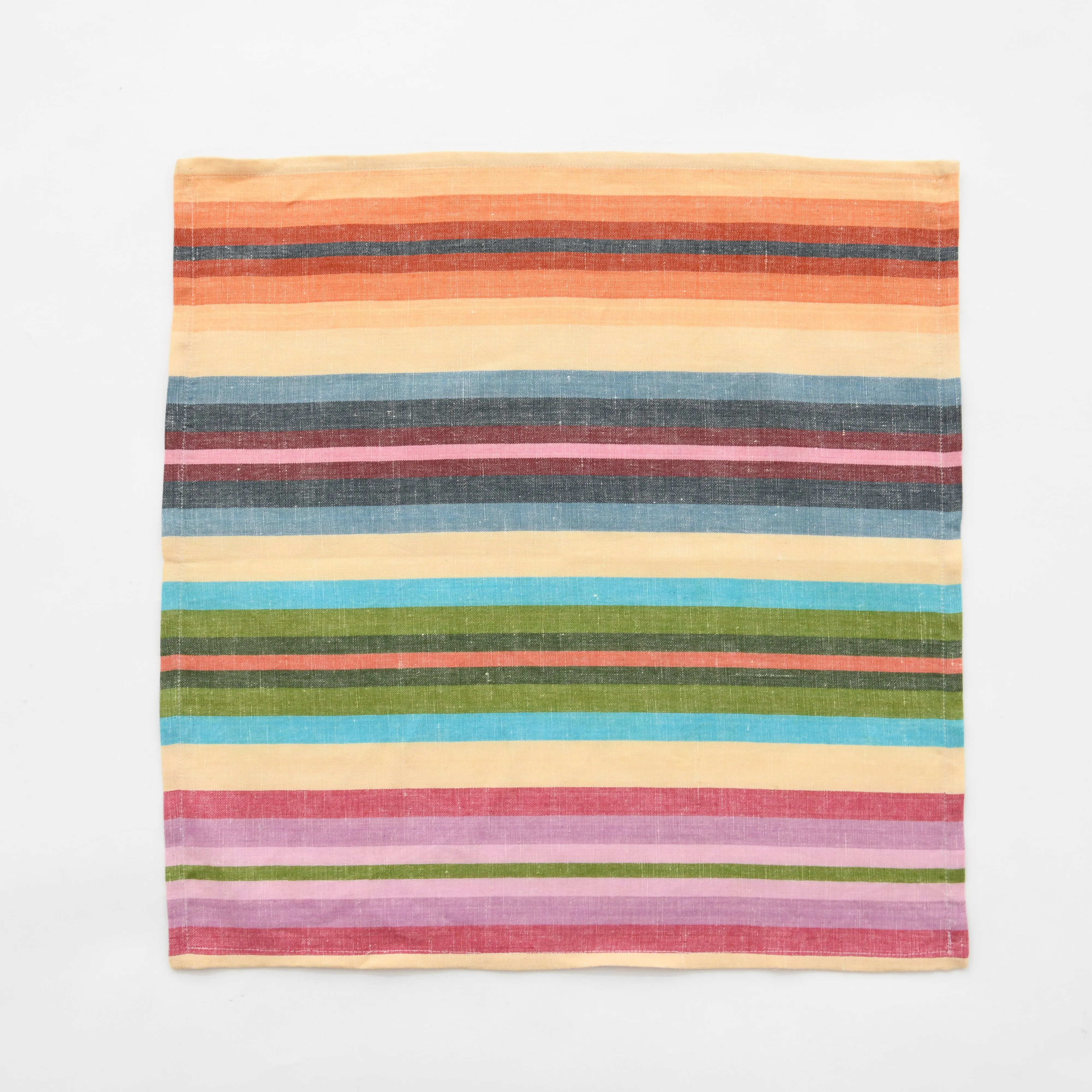 Set of 4 Linen / Cotton Mini Rainbow Stripe Napkins