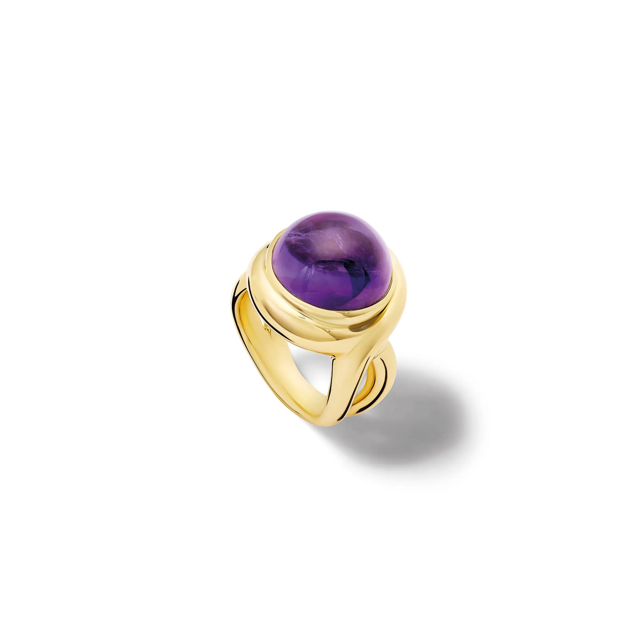 Severine Large Ring Yellow Gold - Cabochon Amethyst