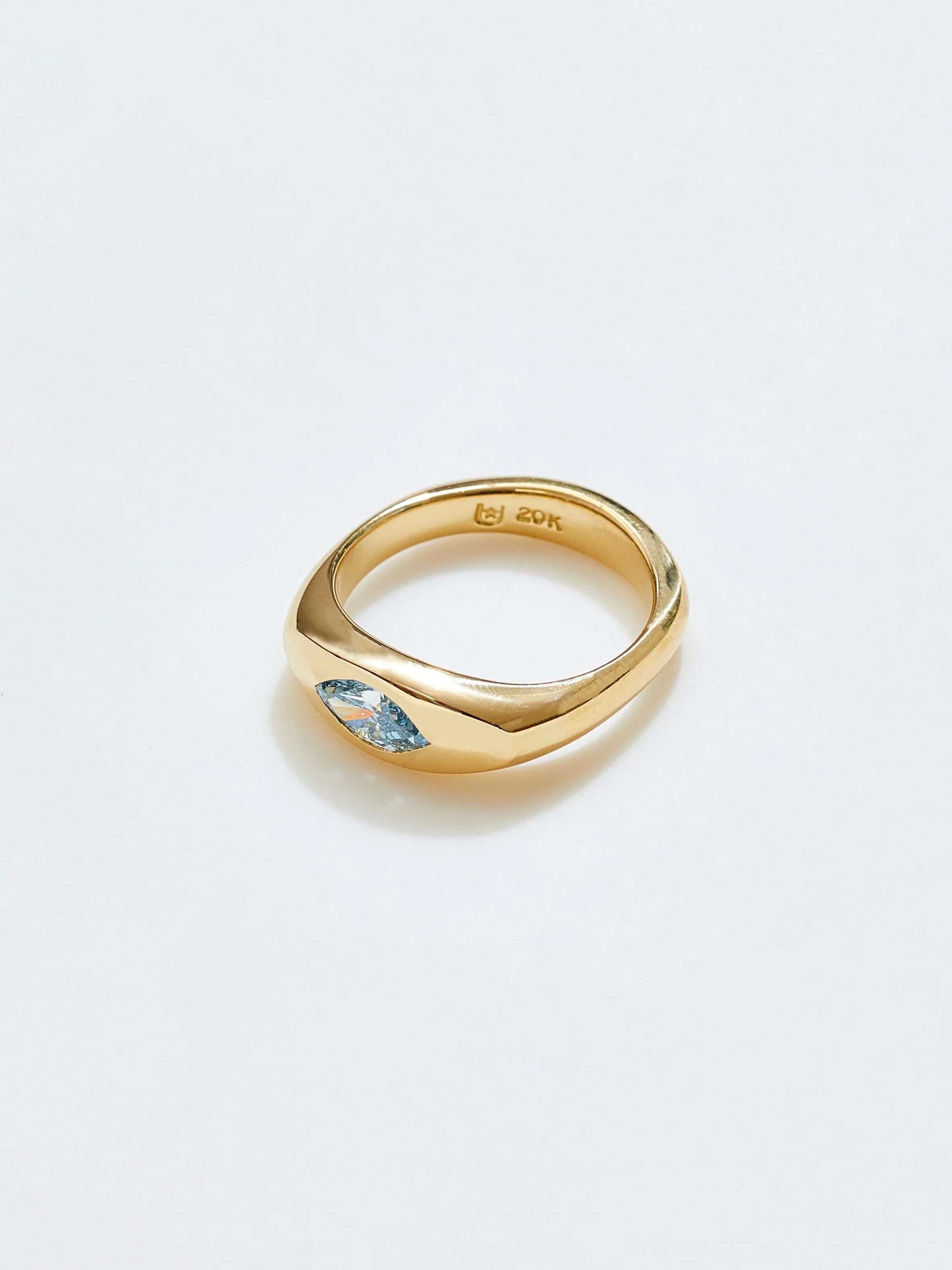 Vesper Ring Featuring a .47ct Blue Diamond Set in 20k Yellow, Size 6